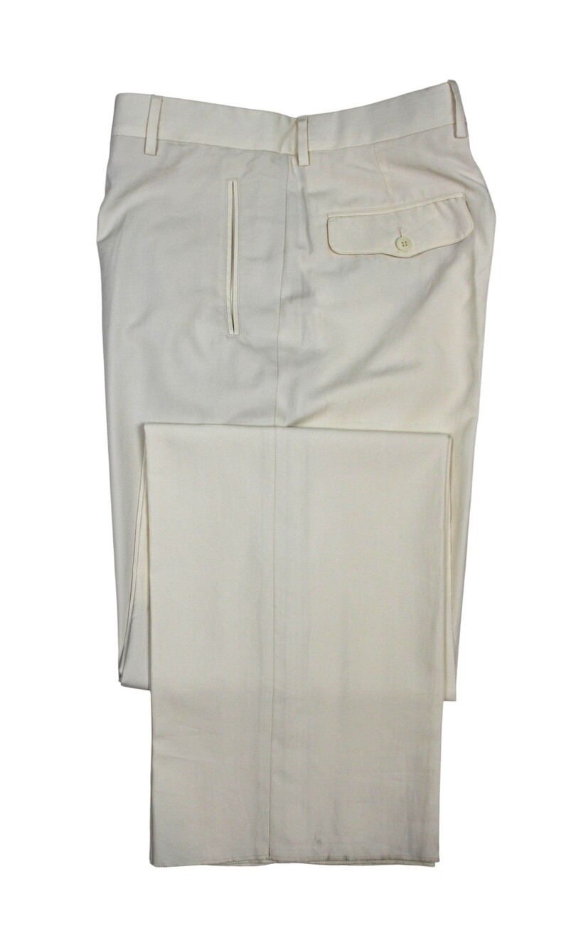 Giorgio Armani Dress Pants Mens 34 (50 EU) Off White Italy Cotton Flat Front